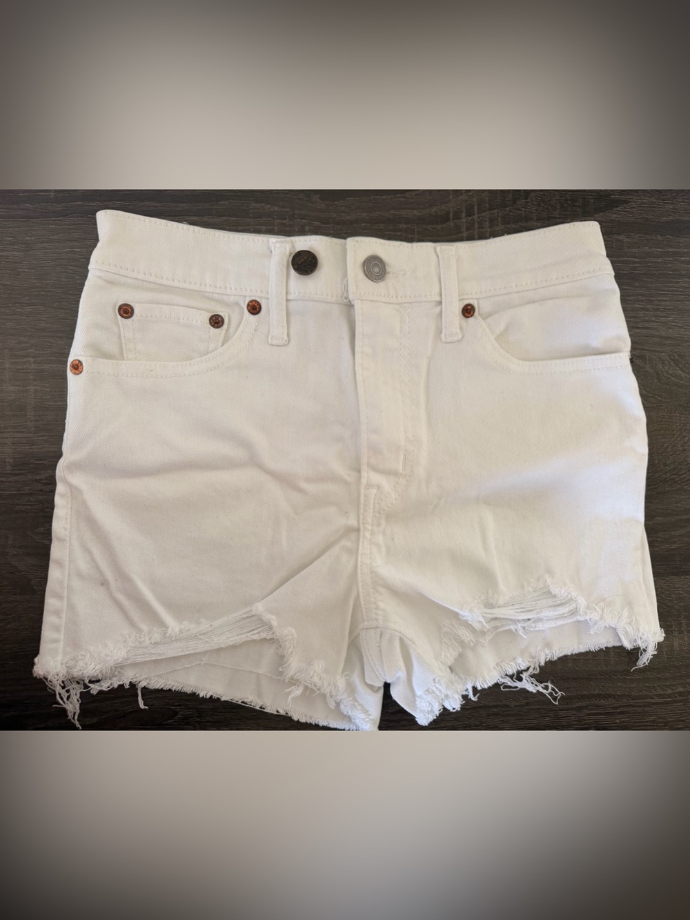 Women's White Distressed Denim Jean Shorts
